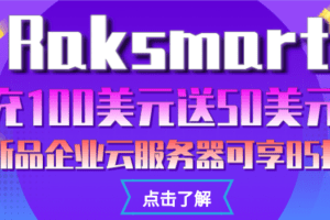 Raksmart 双11嗨爆预售 充值100美元送50美元