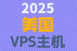 2025 美国 VPS主机，蓝紫色斜纹背景上的三行中文与数字文字。
