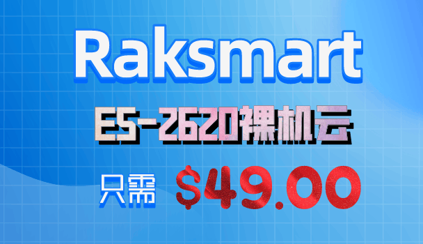 新人专属：Raksmart裸金属E5-2620仅49美元，65折起