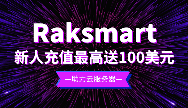 Raksmart新人充值最高送100美元，助力云服务器
