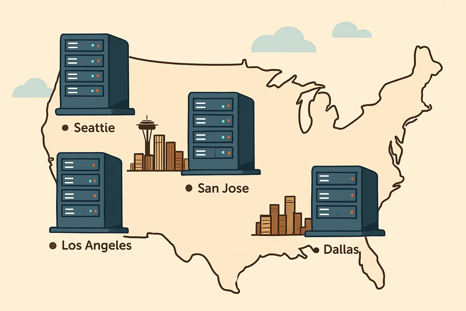 2025年美国服务器热门机房推荐：洛杉矶、西雅图、达拉斯、圣何塞怎么选- 香港美国服务器选购指南| VPS主机评测推荐