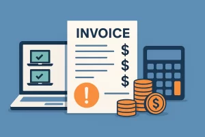 笔记本、账单与计算器组合的插图,呈现隐性成本概念