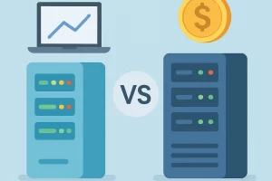 对比两个服务器塔以展示性能与成本的差异