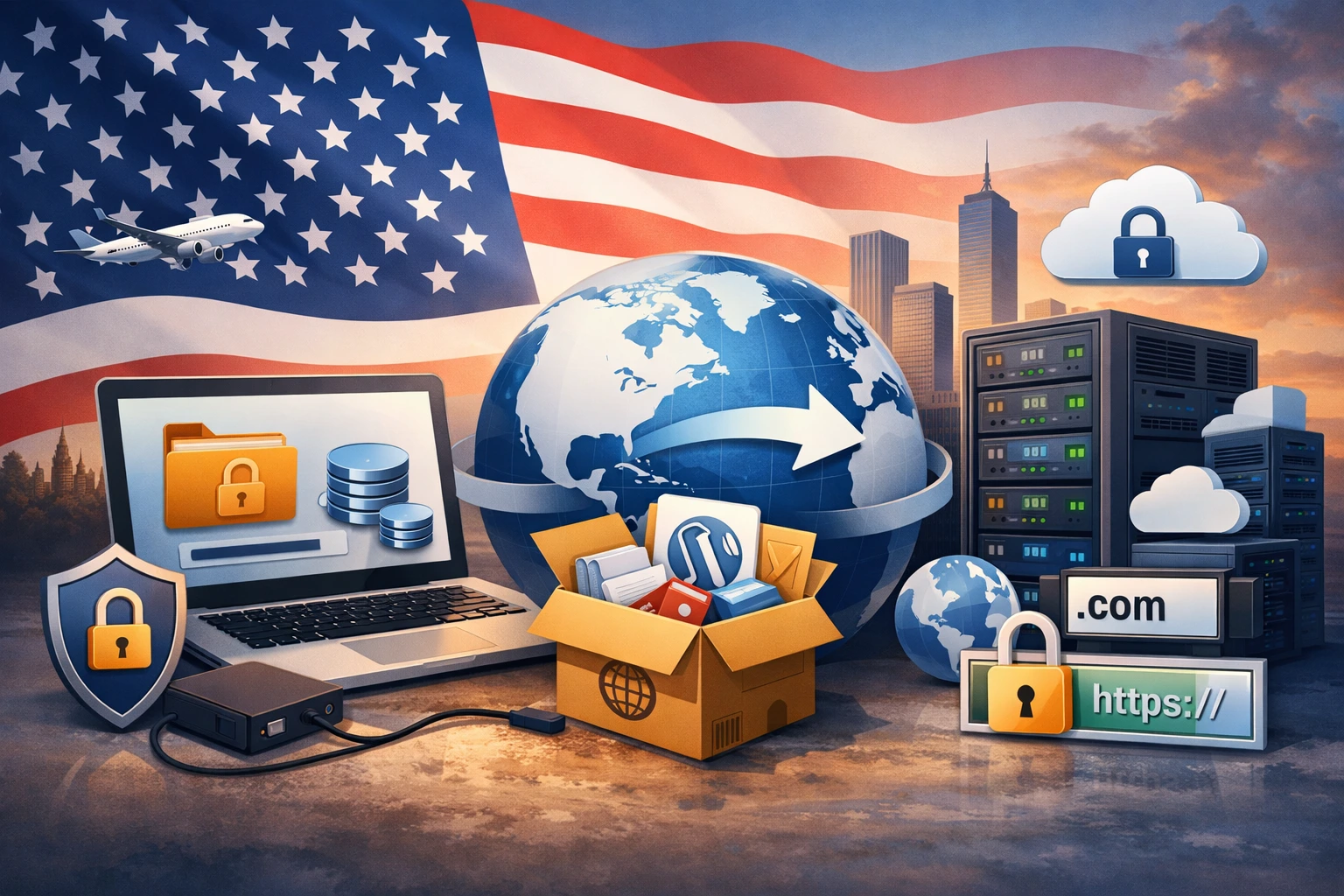 服务器机房中多台服务器通过网络连接进行数据传输的场景