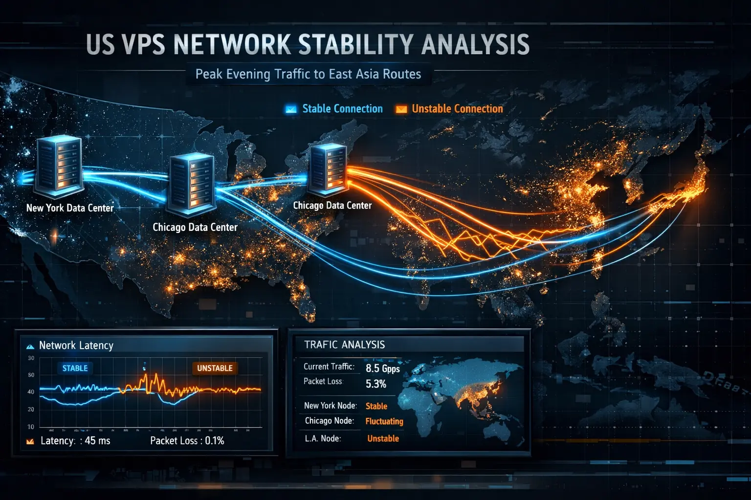 美国VPS晚高峰网络稳定性总览