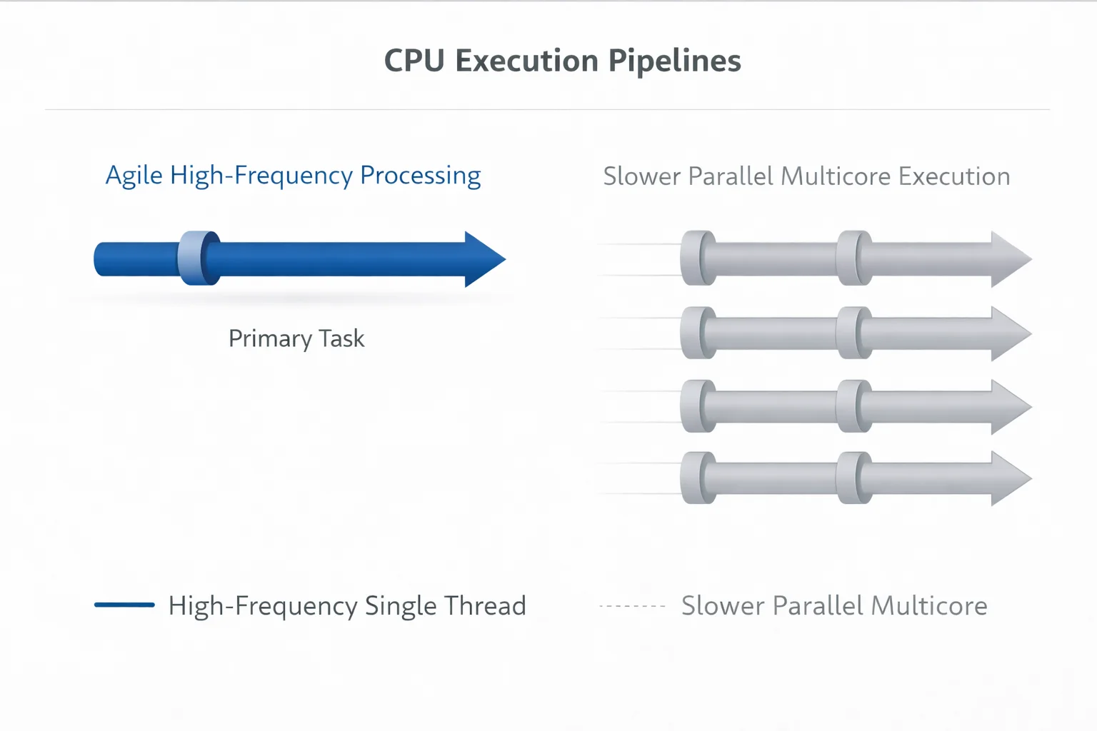 高频单核与多核并行的体感差异示意图