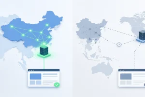 中文站在香港 VPS 与美国 VPS 之间做选型时的决策矩阵示意图