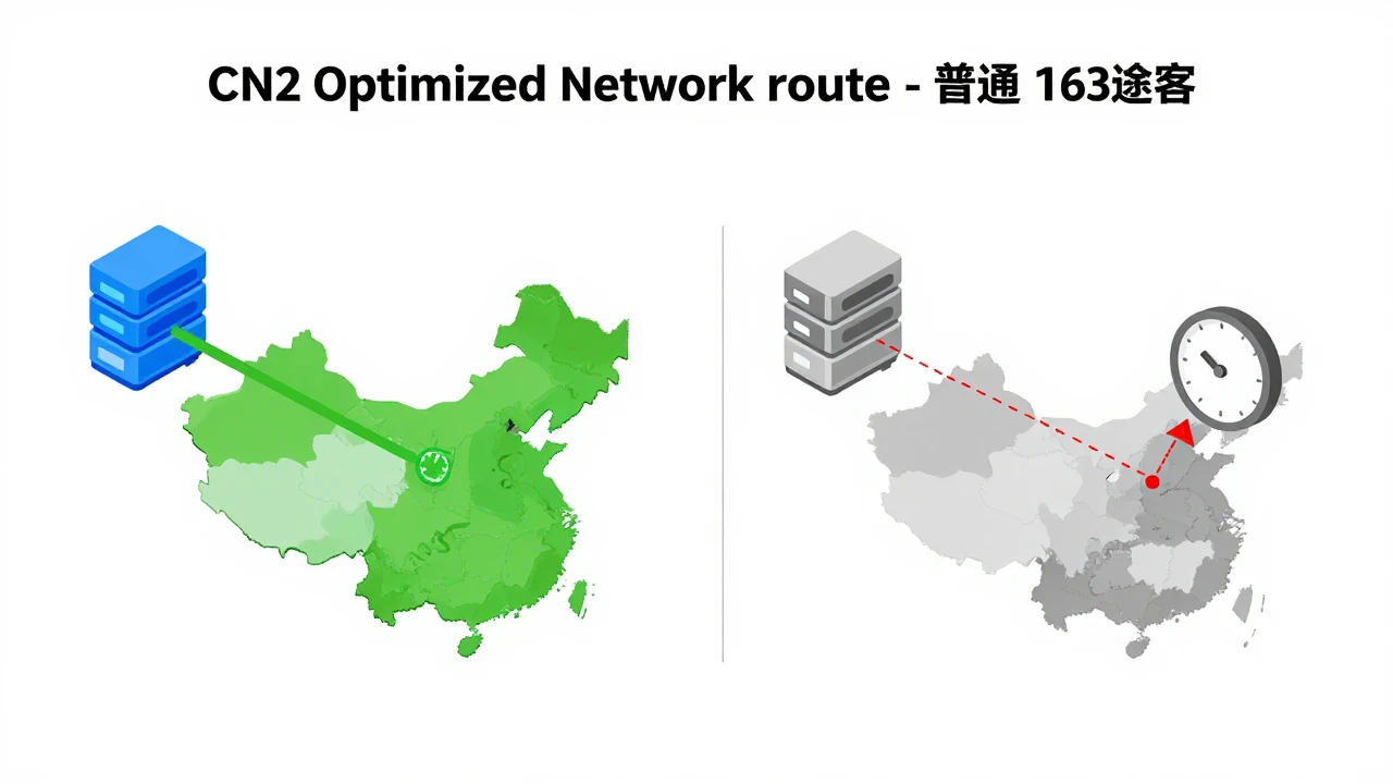 CN2与普通线路晚高峰延迟对比