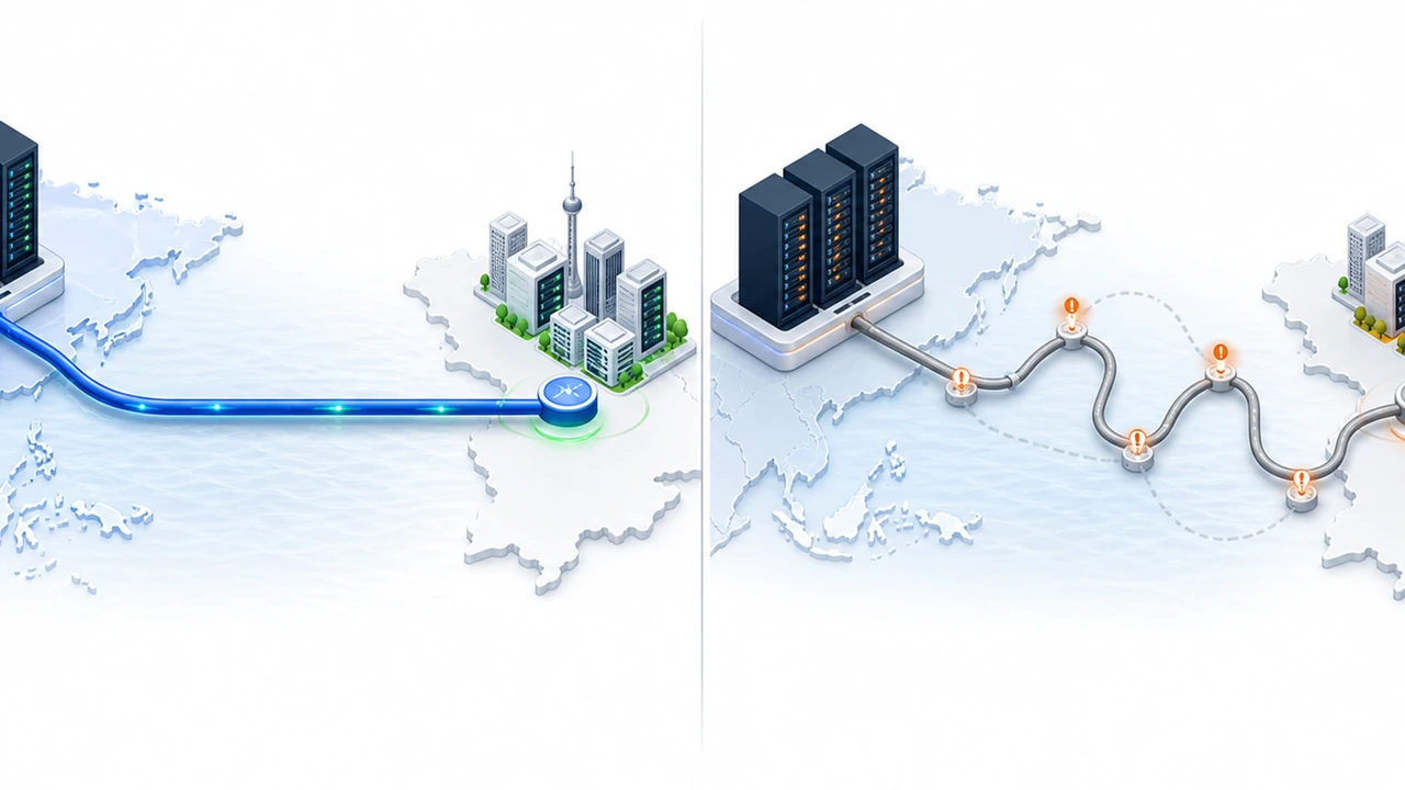 CN2 GIA 与 CN2 GT 线路质量差异示意图