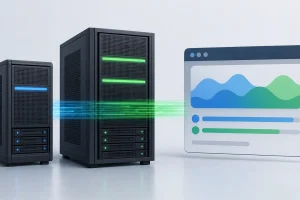 两台服务器并排进行 WordPress 压测的封面示意图