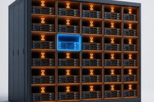 宿主机被切分为多个 VPS 资源格、个别租户排队等待 CPU 的封面示意图