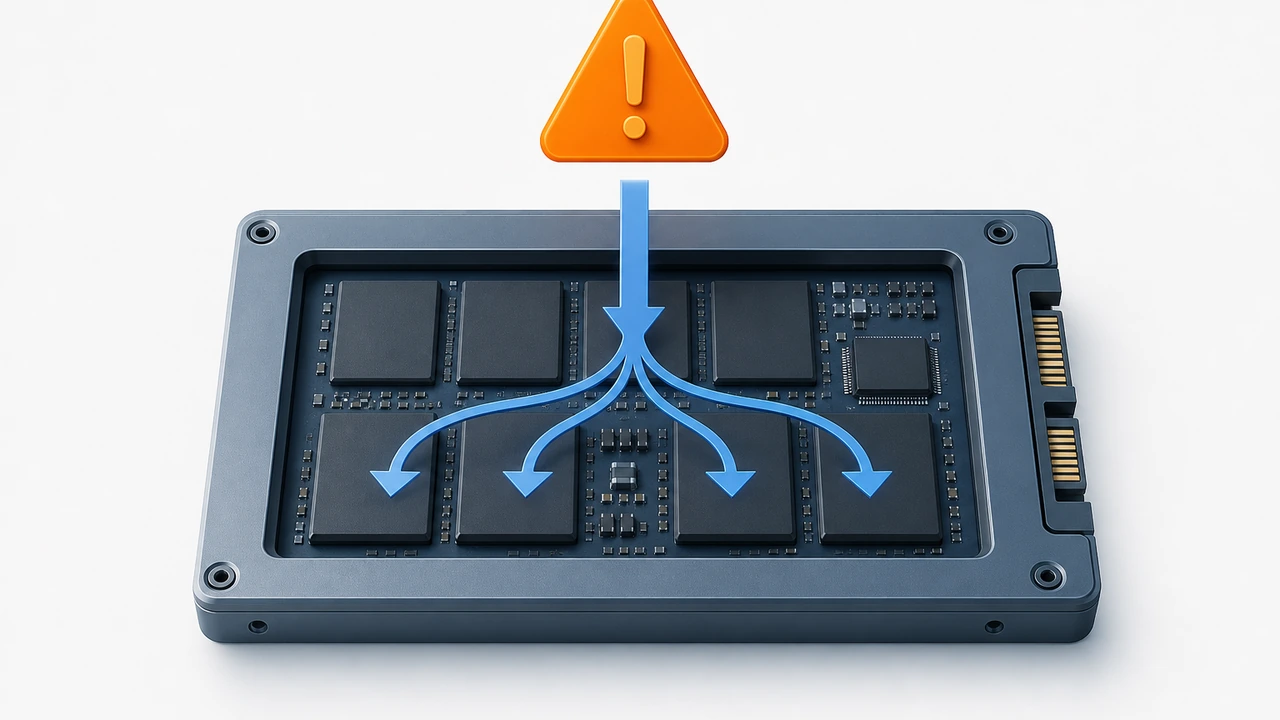 RAID 写惩罚导致磁盘性能下降的原理示意图
