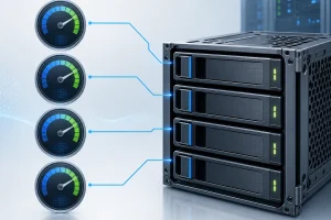 独立服务器内四块SSD组成RAID阵列并进行fio性能压测的封面图