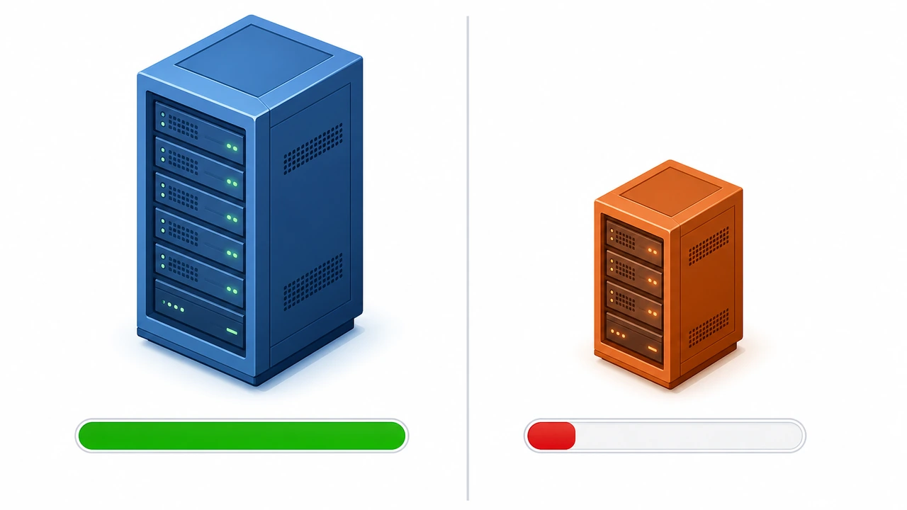 健康 VPS 与超售 VPS 性能对比图
