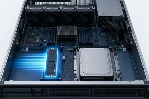 服务器机箱内 NVMe M.2 固态盘与 SATA 固态盘的性能对比封面图