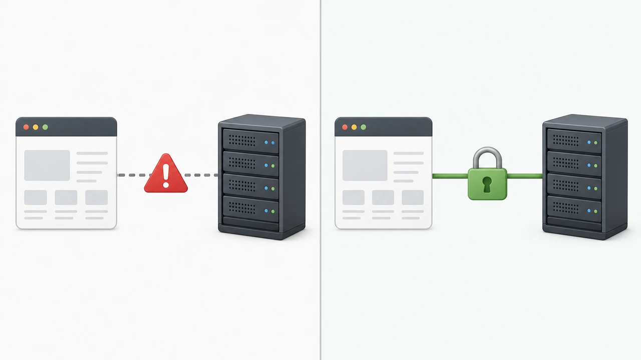 未加密连接与 SSL 加密连接对比图